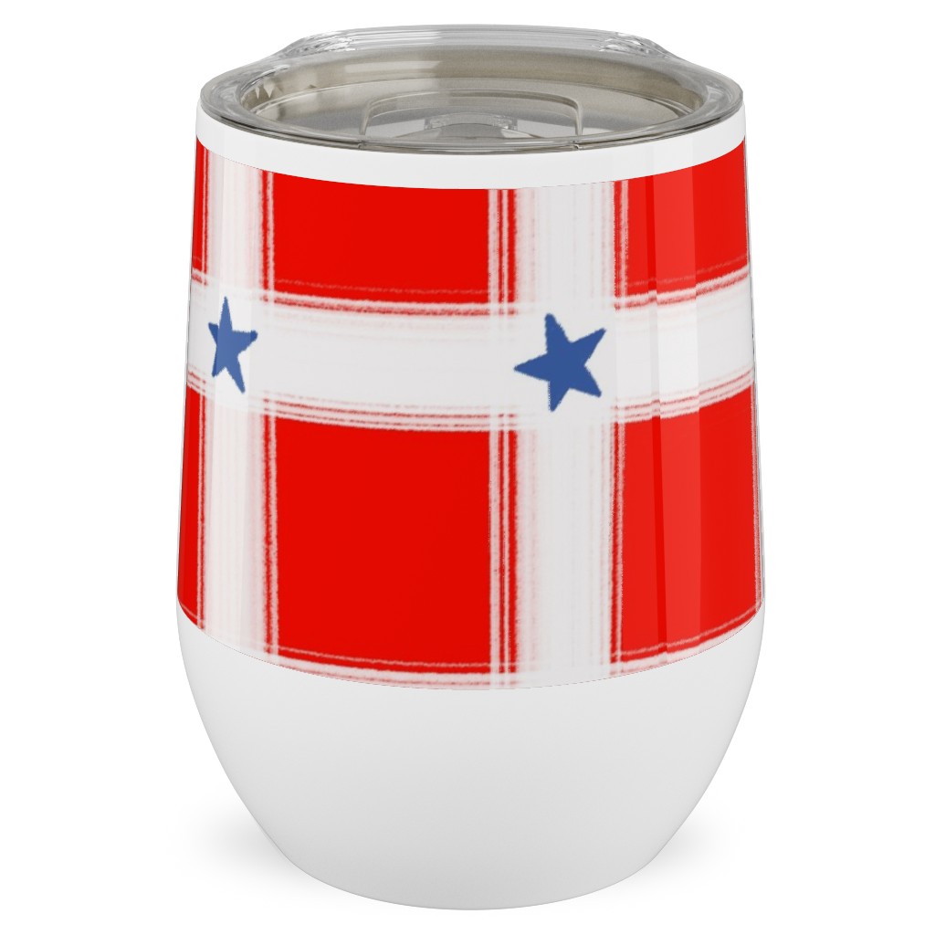 Star Plaid Stainless Steel Travel Tumbler, 12oz, Red