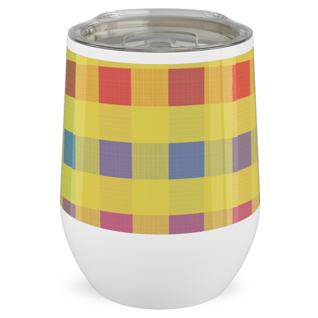 Picnic Plaid Stainless Steel Travel Tumbler, 12oz, Multicolor