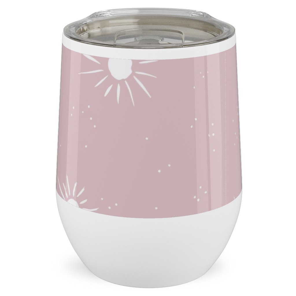 Seventies Retro Style Sunshine Stainless Steel Travel Tumbler, 12oz, Pink, Orchid