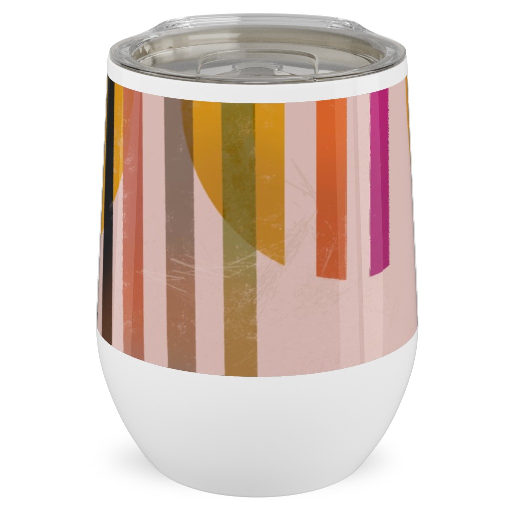 Abstract Cali Sunset - Multi Stainless Steel Travel Tumbler, 12oz, Multicolor