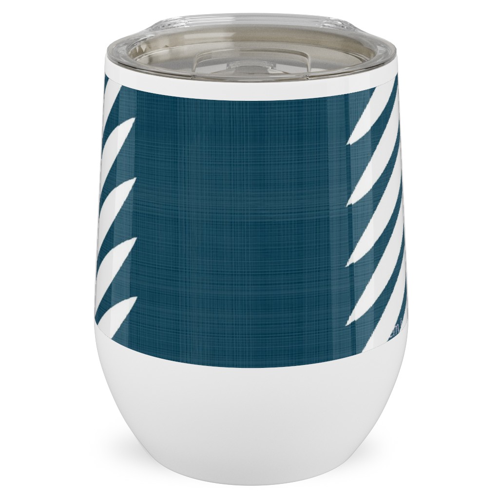 Laurel Leaf Stripe Stainless Steel Travel Tumbler, 12oz, Blue, Lake