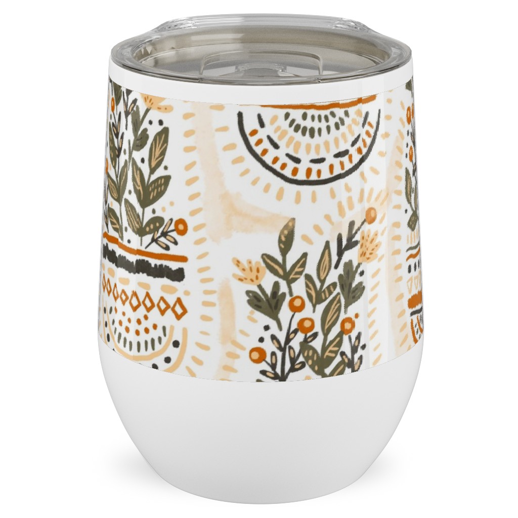 the Gardener's Pocket - Earthy Stainless Steel Travel Tumbler, 12oz, Beige, Pearl