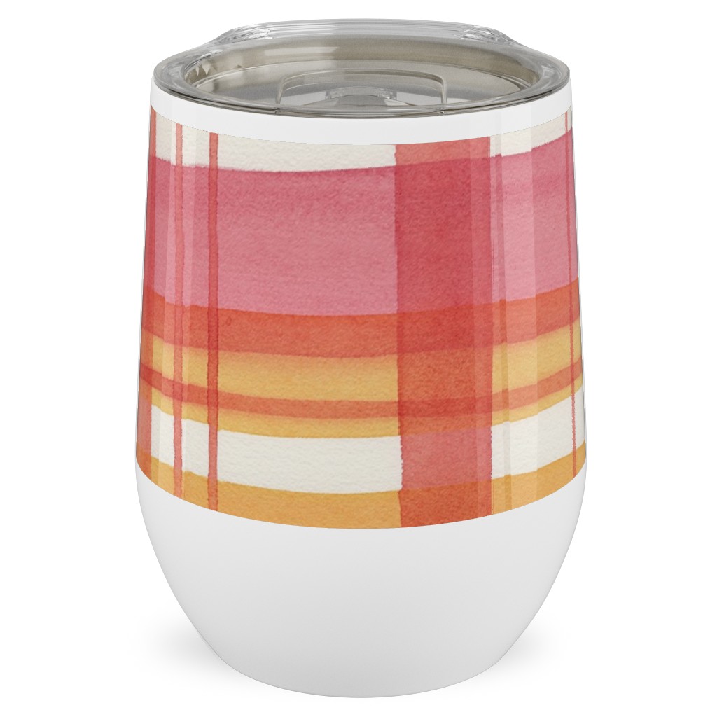 Summer Plaid Stainless Steel Travel Tumbler, 12oz, Multicolor