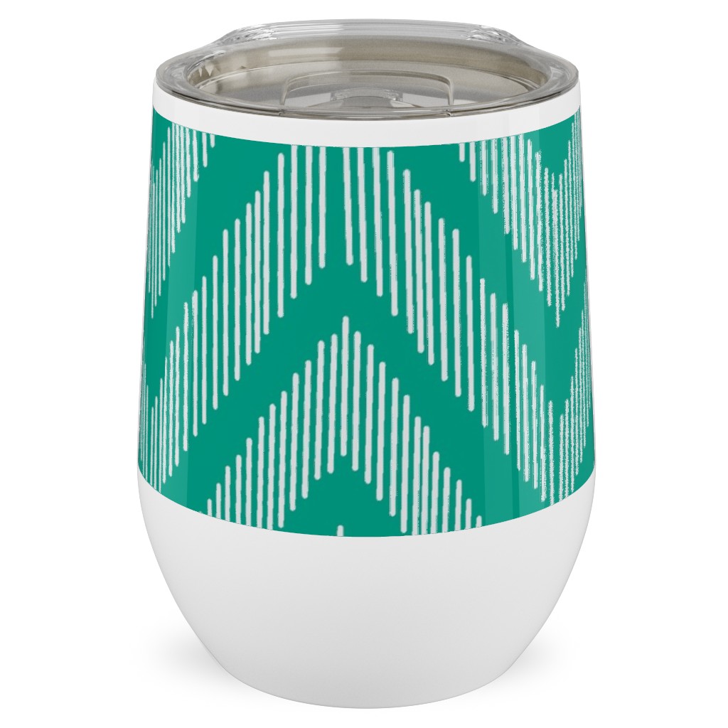 Ikat Stainless Steel Travel Tumbler, 12oz, Green, Tidal Wave