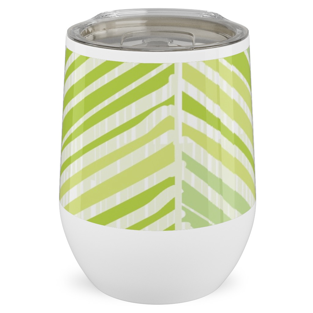 Herringbone Hues of Green Stainless Steel Travel Tumbler, 12oz, Green