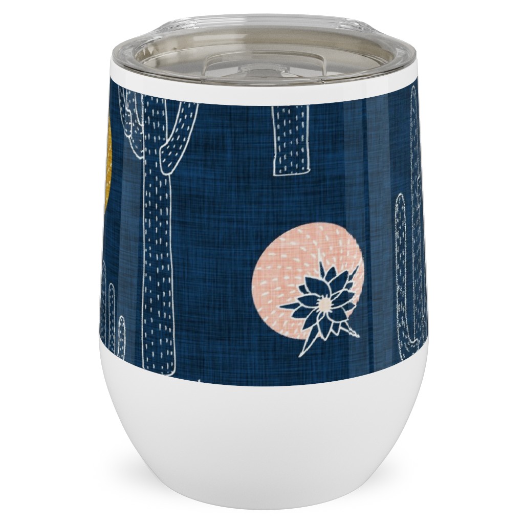 Cactus - Indigo Stainless Steel Travel Tumbler, 12oz, Blue, True Blue
