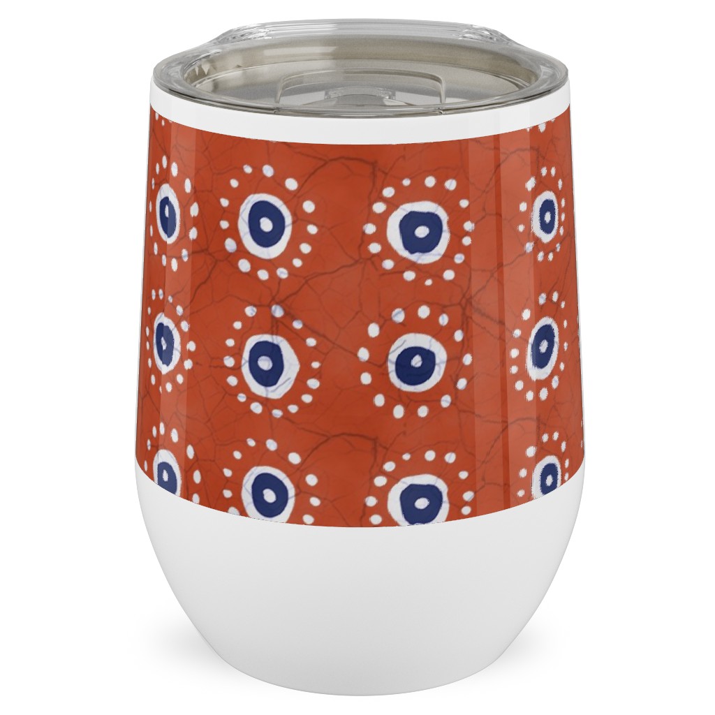 Batik Suns Stainless Steel Travel Tumbler, 12oz, Orange, Fawn