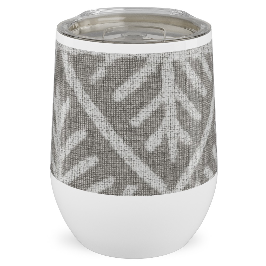 Textured Mudcloth Stainless Steel Travel Tumbler, 12oz, Gray
