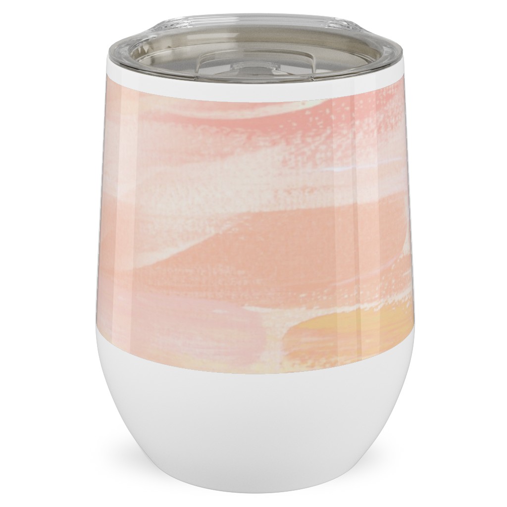 Paint Dabs - Peach Stainless Steel Travel Tumbler, 12oz, Pink, Bright Pink