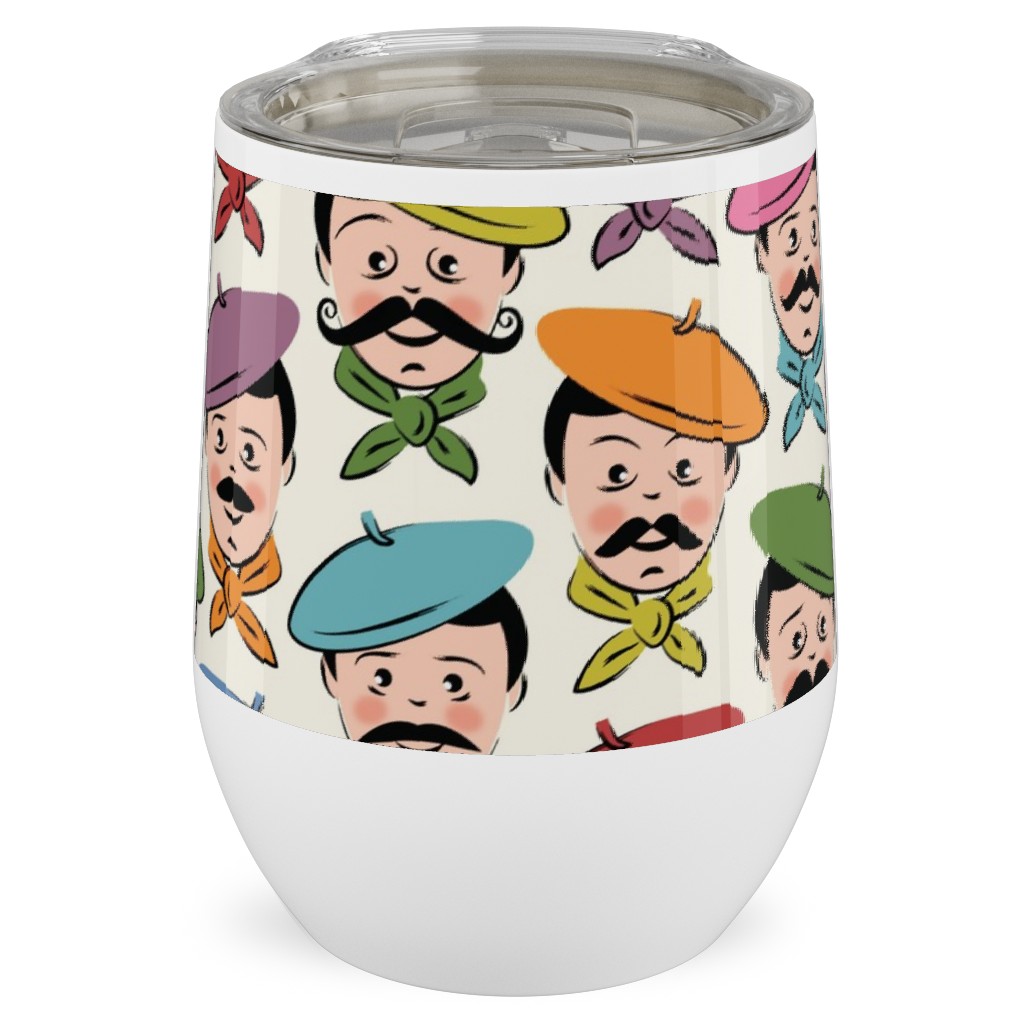 Men With Mustaches and Bandanas - Multi Stainless Steel Travel Tumbler, 12oz, Multicolor