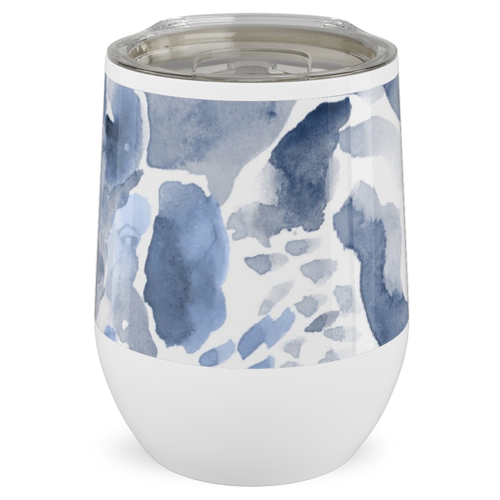 Happy Abstract Watercolor Stainless Steel Travel Tumbler, 12oz, Blue, Marine Layer