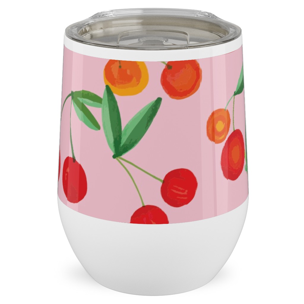 Cherry Farm Stainless Steel Travel Tumbler, 12oz, Pink