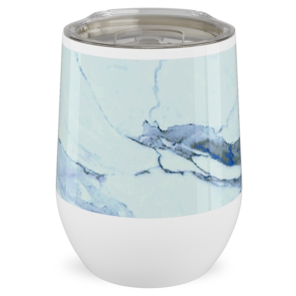 Marble - Blue Stainless Steel Travel Tumbler, 12oz, Blue