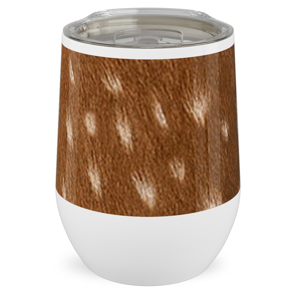 Bright Deer Hide- Brown Stainless Steel Travel Tumbler, 12oz, Brown