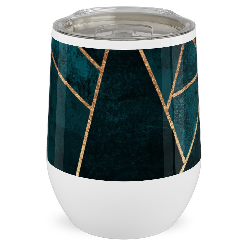 Stone - Deep Teal Stainless Steel Travel Tumbler, 12oz, Green, Classic Green