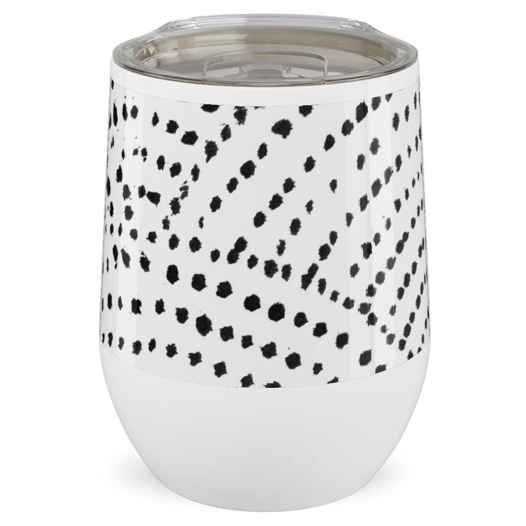 Ink Dot Scales Stainless Steel Travel Tumbler, 12oz, White, Silver Lining