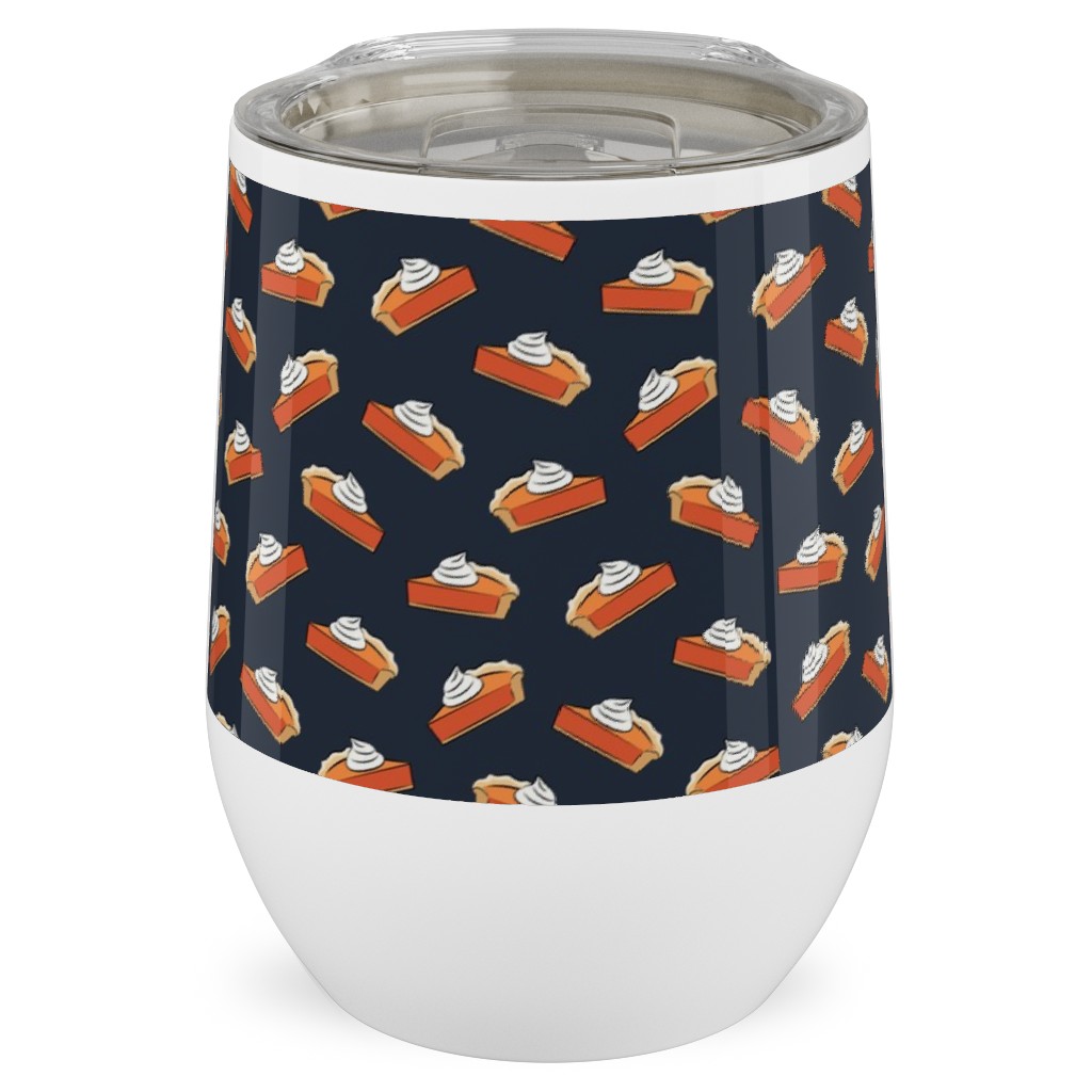 Just One Slice - Pumpkin Pie on Blue Stainless Steel Travel Tumbler, 12oz, Blue, True Blue