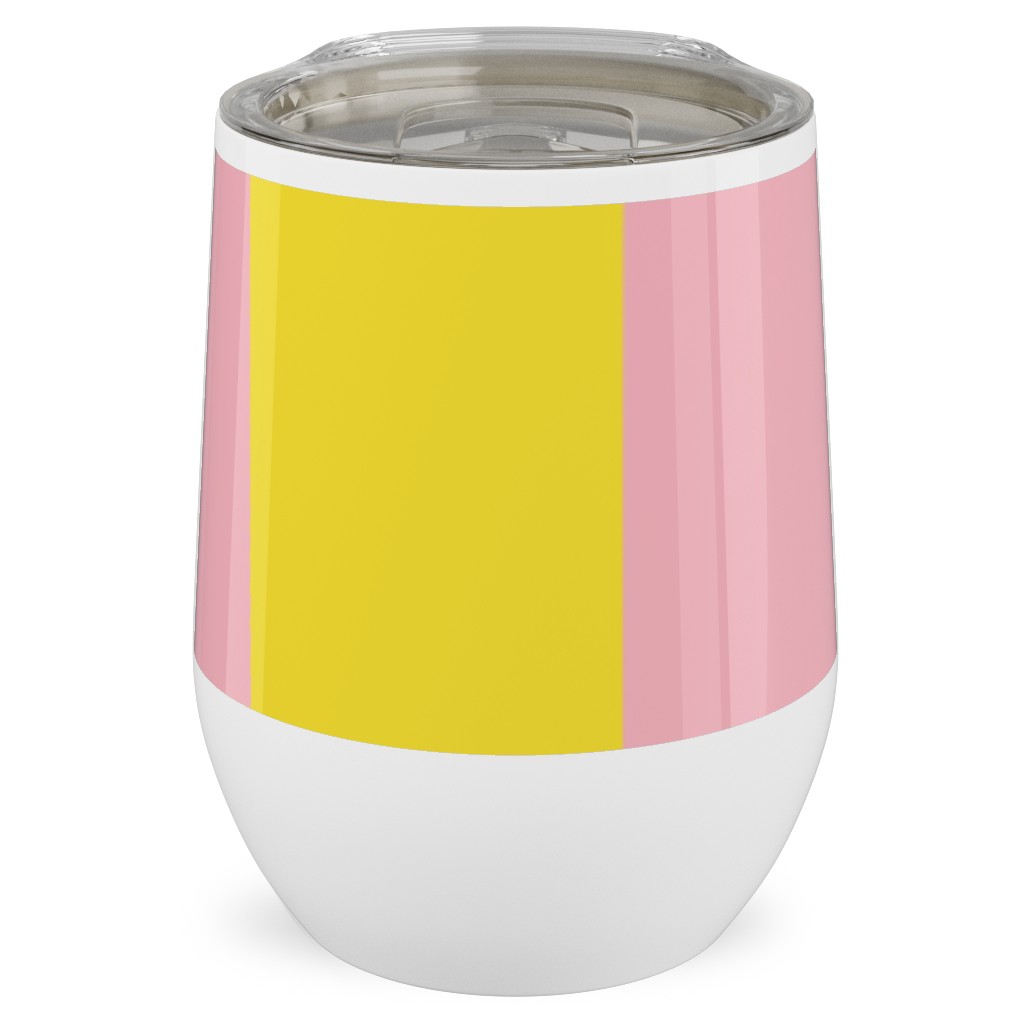 Vertical Stripes Stainless Steel Travel Tumbler, 12oz, Pink