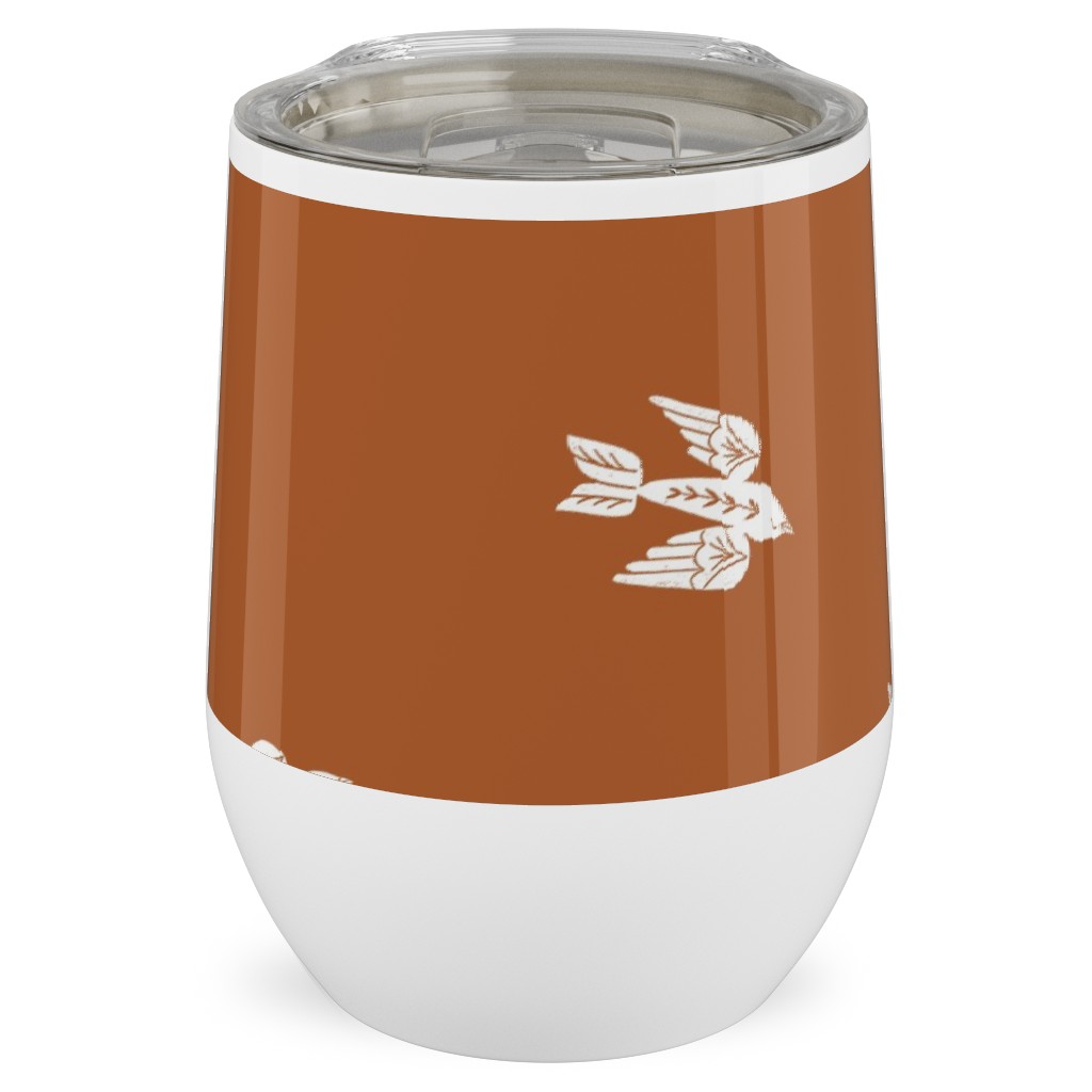 Bird Folk - Rust Stainless Steel Travel Tumbler, 12oz, Orange, Orange