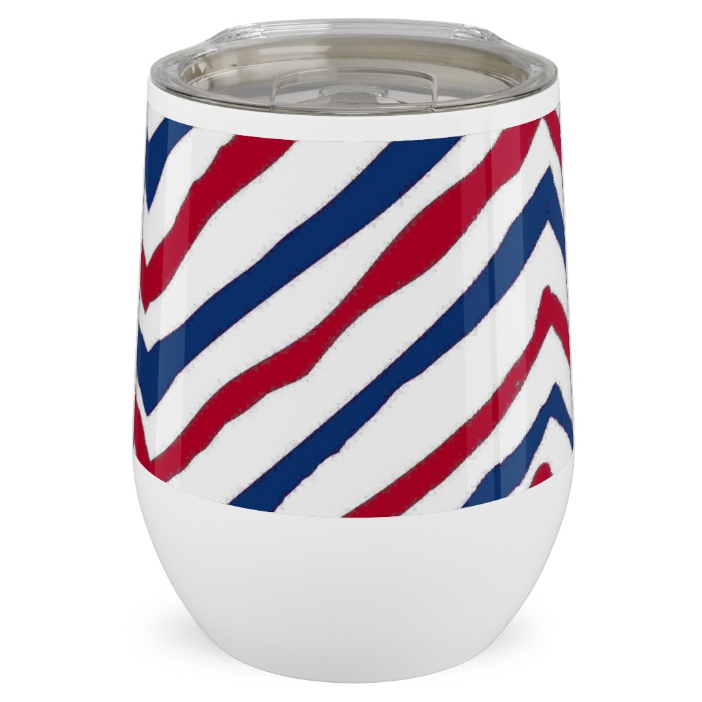 Patriots Chevron Zig Zag - Navy, Red Stainless Steel Travel Tumbler, 12oz, Multicolor