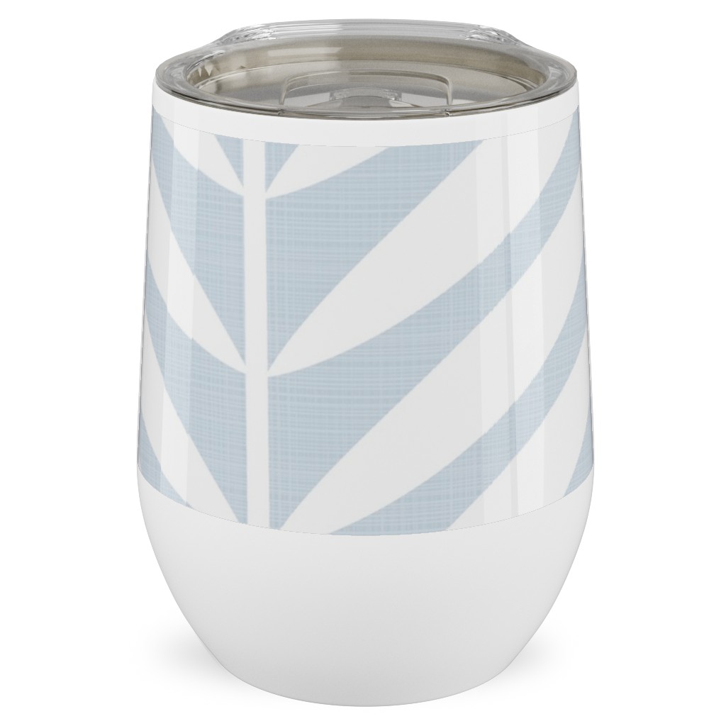 Laurel Leaf Stripe - Light Blue Stainless Steel Travel Tumbler, 12oz, Blue, True Blue