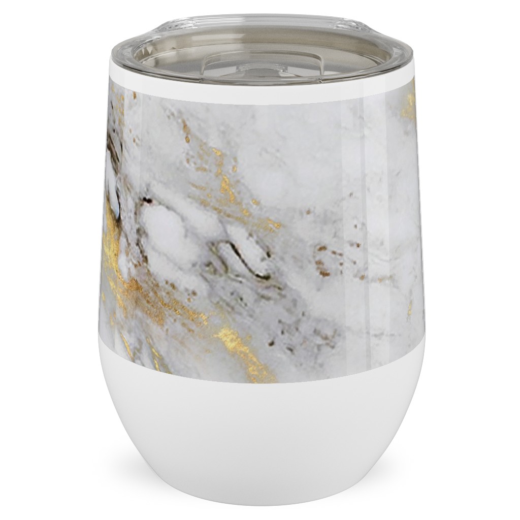 Gilded Marble - Gray Stainless Steel Travel Tumbler, 12oz, Gray, Gray