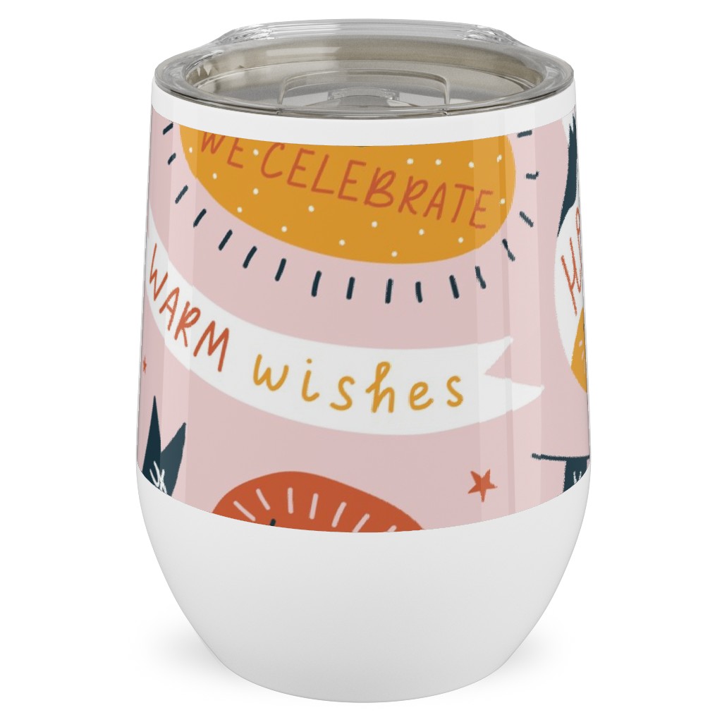 Seasons Greetings Stainless Steel Travel Tumbler, 12oz, Multicolor