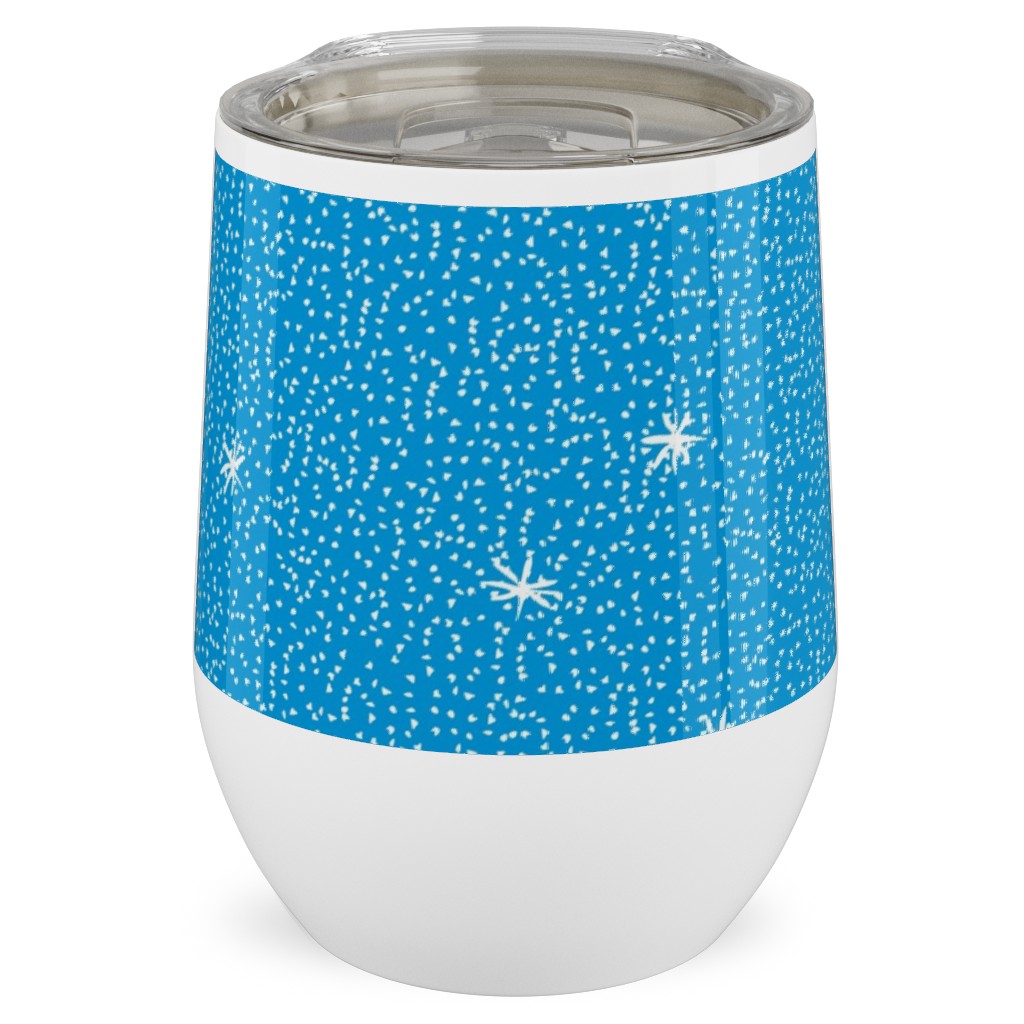 Holiday Hygge Snowflakes Stainless Steel Travel Tumbler, 12oz, Blue