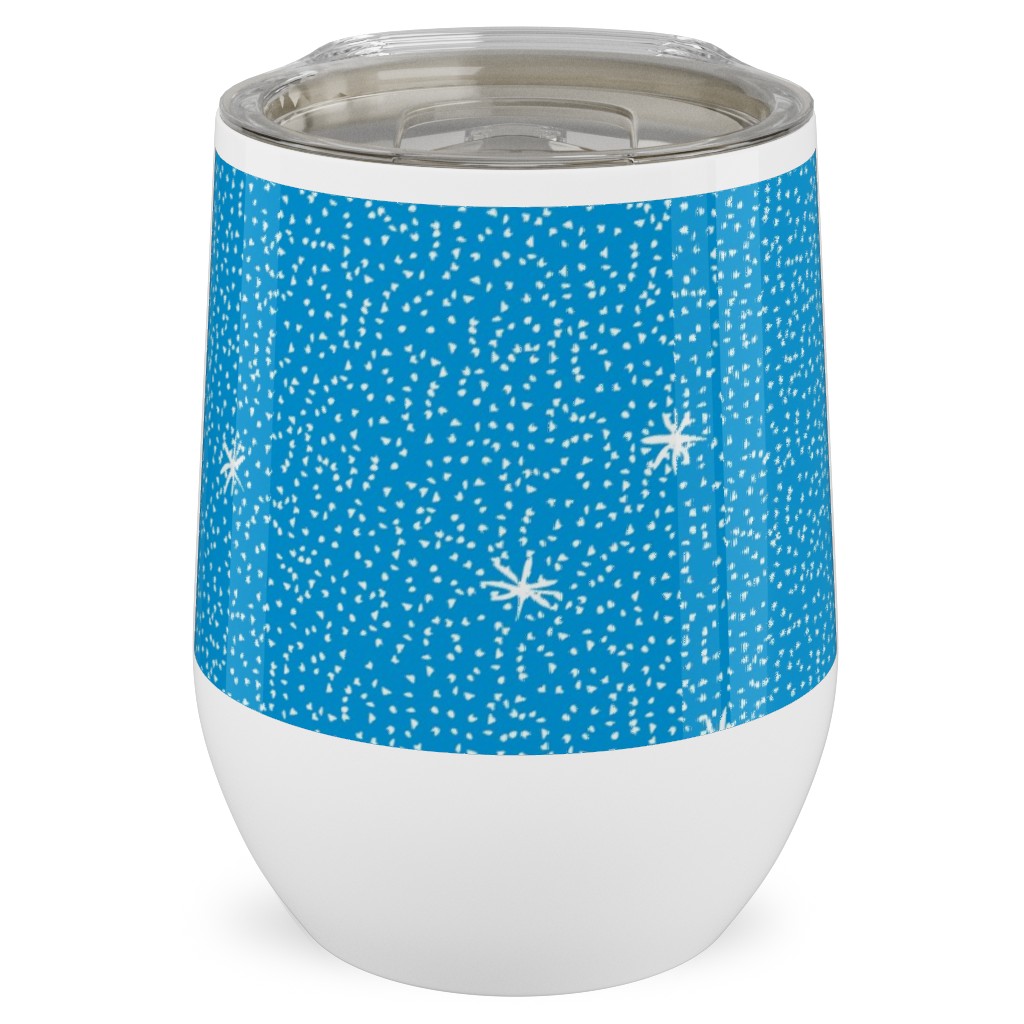 Holiday Hygge Snowflakes Stainless Steel Travel Tumbler, 12oz, Blue, True Blue