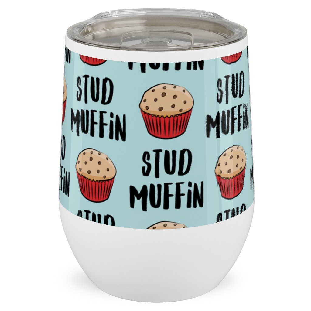 Stud Muffin - Muffins - Blue Stainless Steel Travel Tumbler, 12oz, Blue, True Blue