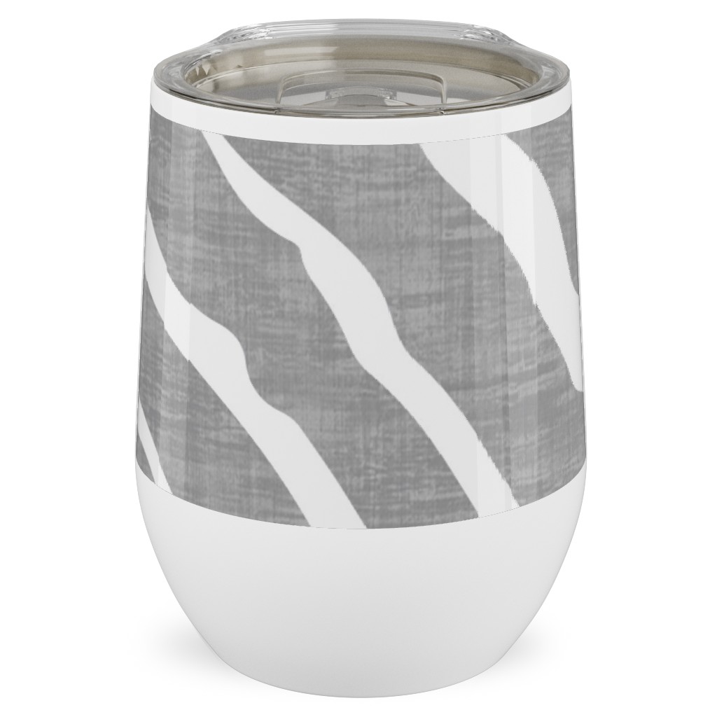 Zebra Texture - Gray Stainless Steel Travel Tumbler, 12oz, Gray