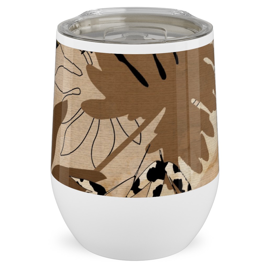 Safari Camouflage - Earthy Stainless Steel Travel Tumbler, 12oz, Brown, Brown