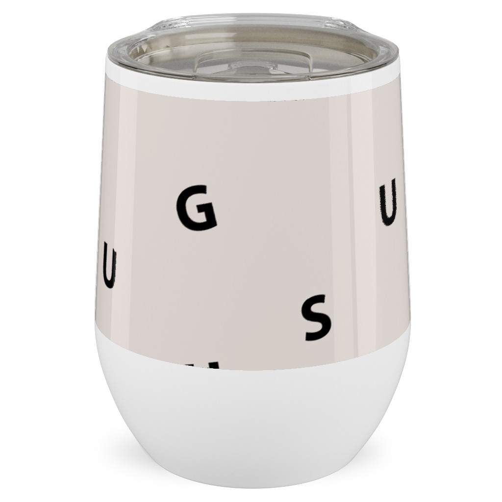 Sweet Hugs Typography - Pale Nude Stainless Steel Travel Tumbler, 12oz, Beige