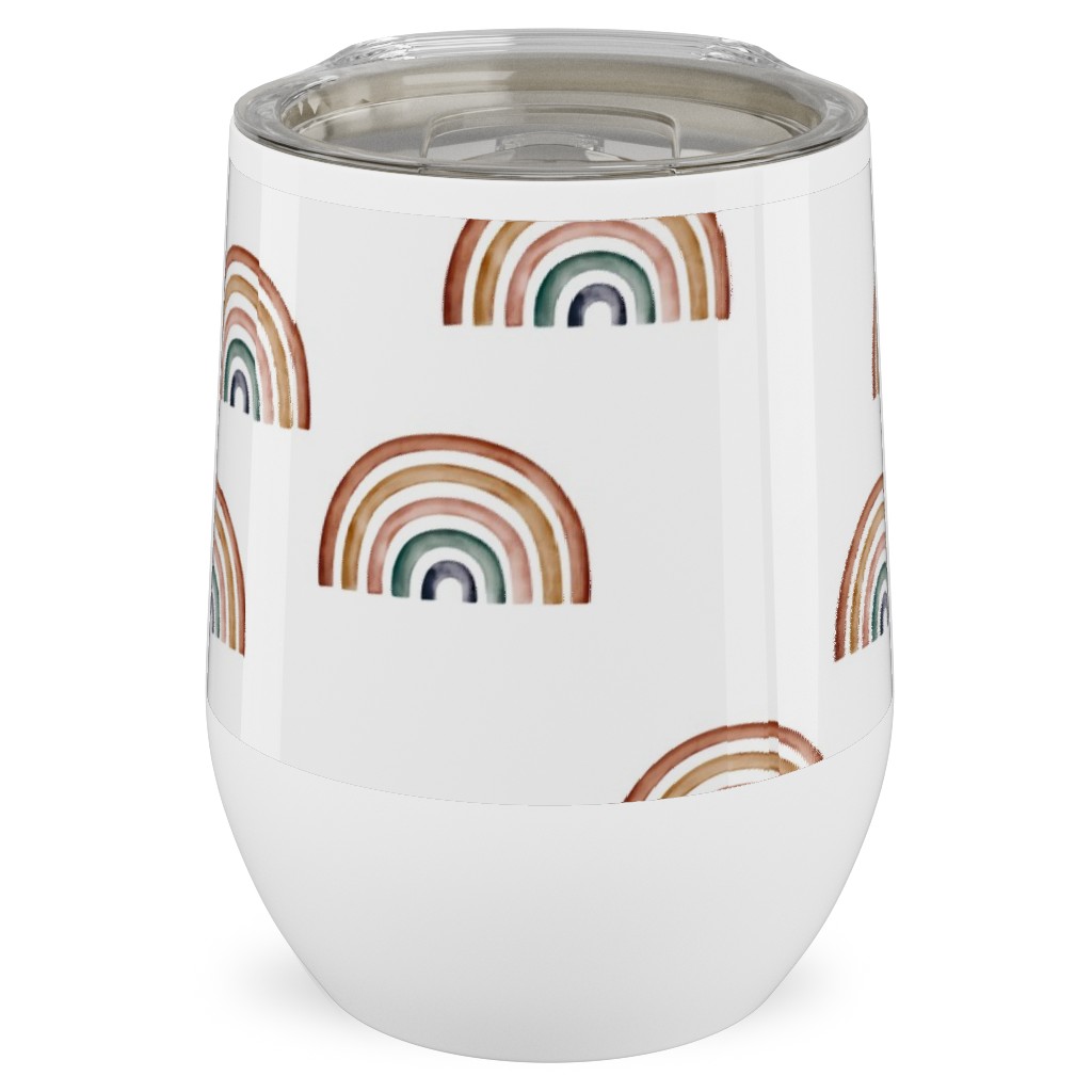 Scattered Rainbows - Multi Stainless Steel Travel Tumbler, 12oz, White, White