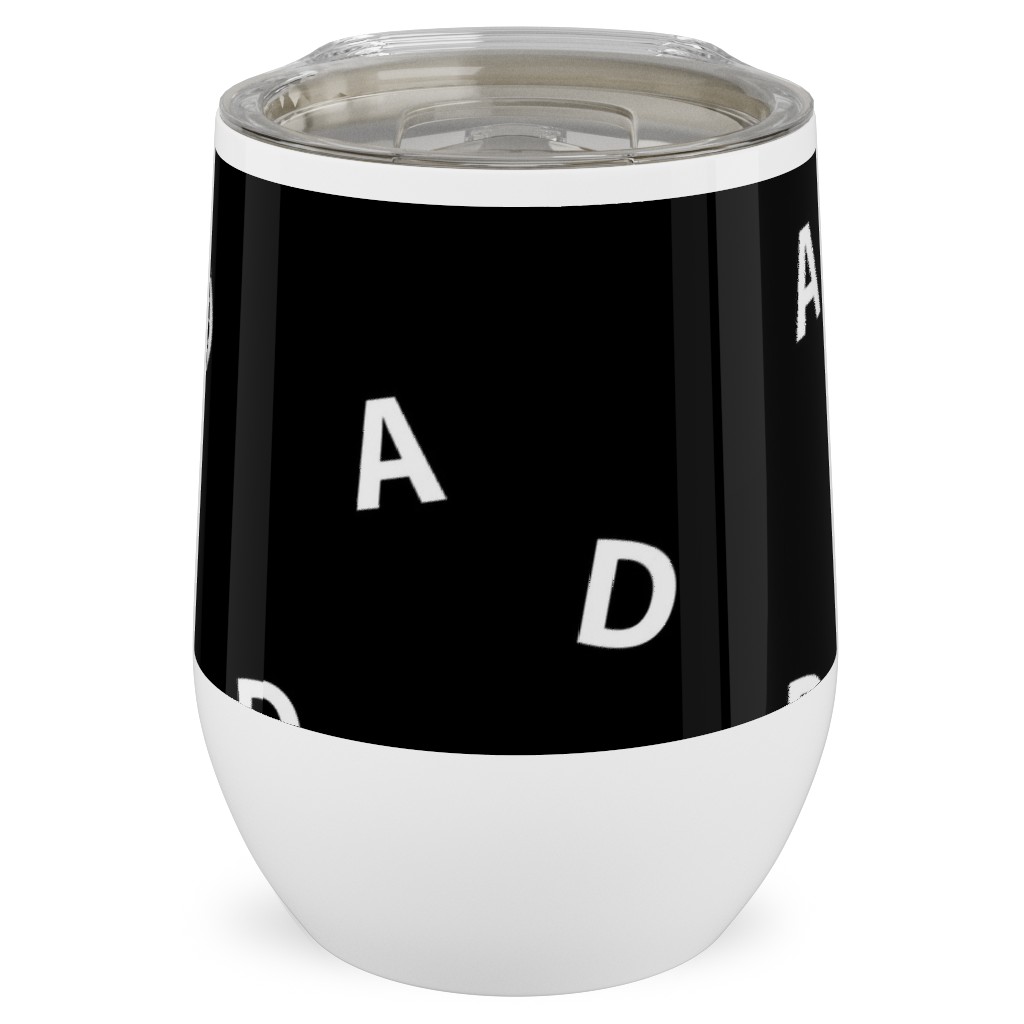 Sweet Dad Typography - Black and White Stainless Steel Travel Tumbler, 12oz, Black