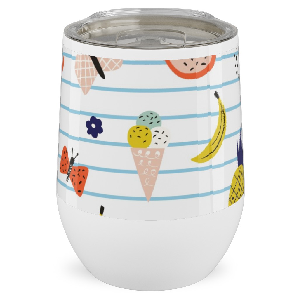 Summer Loving Stripe - Multi Stainless Steel Travel Tumbler, 12oz, Multicolor