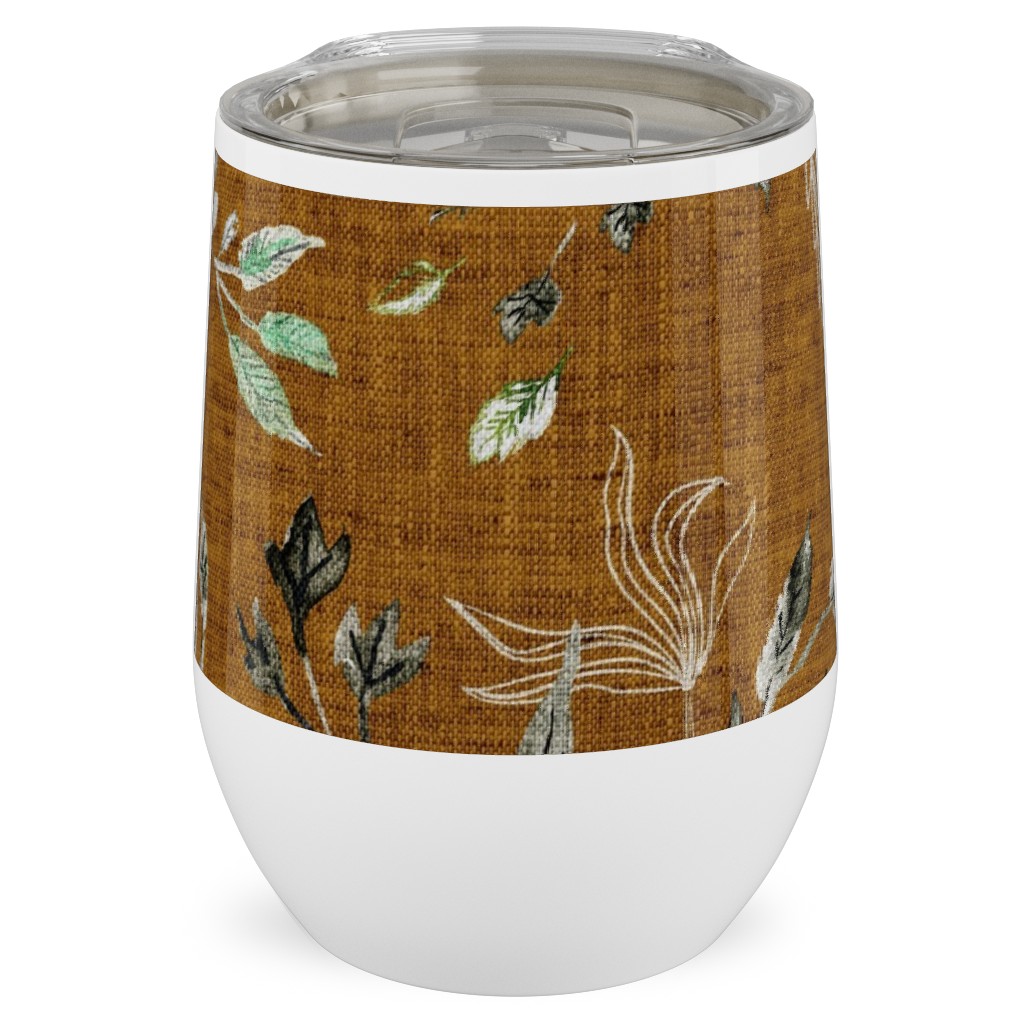 La Boheme Floral - Russet Stainless Steel Travel Tumbler, 12oz, Brown, Brown
