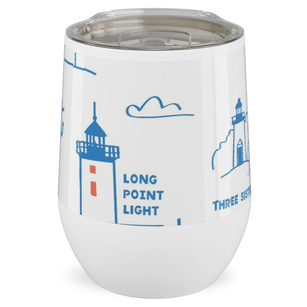 Cape Cod- Blue Stainless Steel Travel Tumbler, 12oz, Blue, True Blue