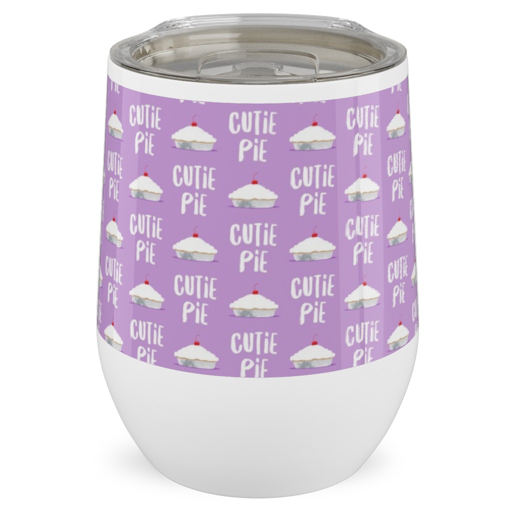 Cutie Pie - Purple Stainless Steel Travel Tumbler, 12oz, Purple