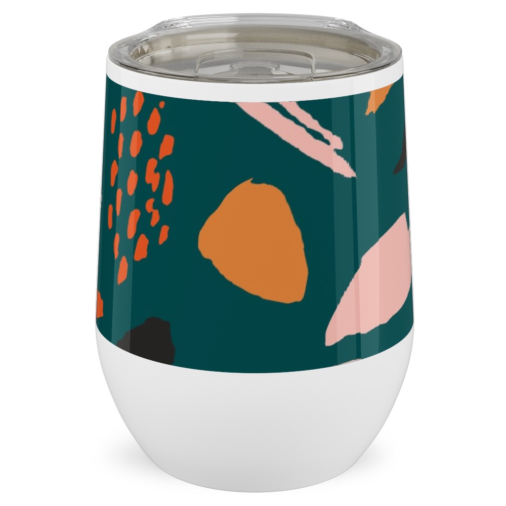 Splashes Pattern - Green Stainless Steel Travel Tumbler, 12oz, Multicolor