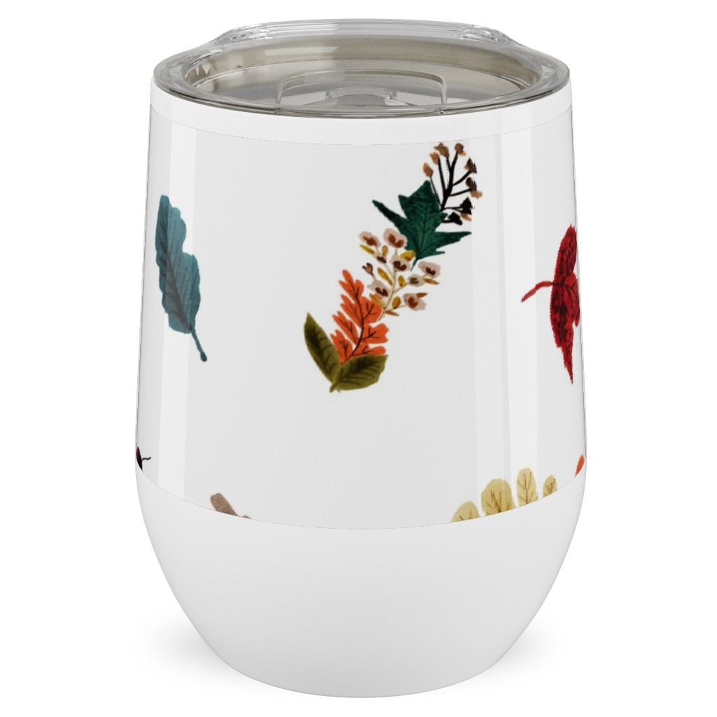 Fall Thanksgiving Turkeys on White Stainless Steel Travel Tumbler, 12oz, White