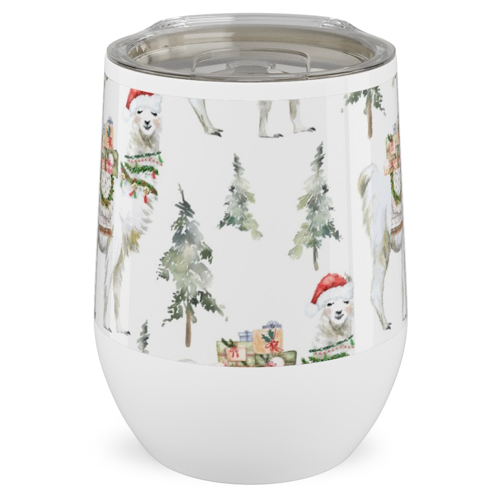 Winter Christmas Llama Stainless Steel Travel Tumbler, 12oz, Multicolor