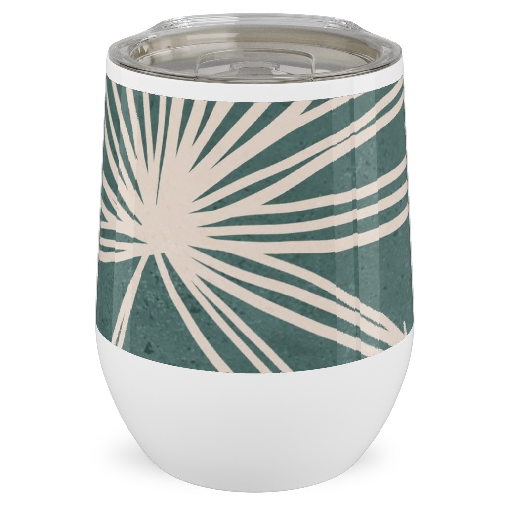 Palm Fronds Fan - Green Stainless Steel Travel Tumbler, 12oz, Green, Classic Green