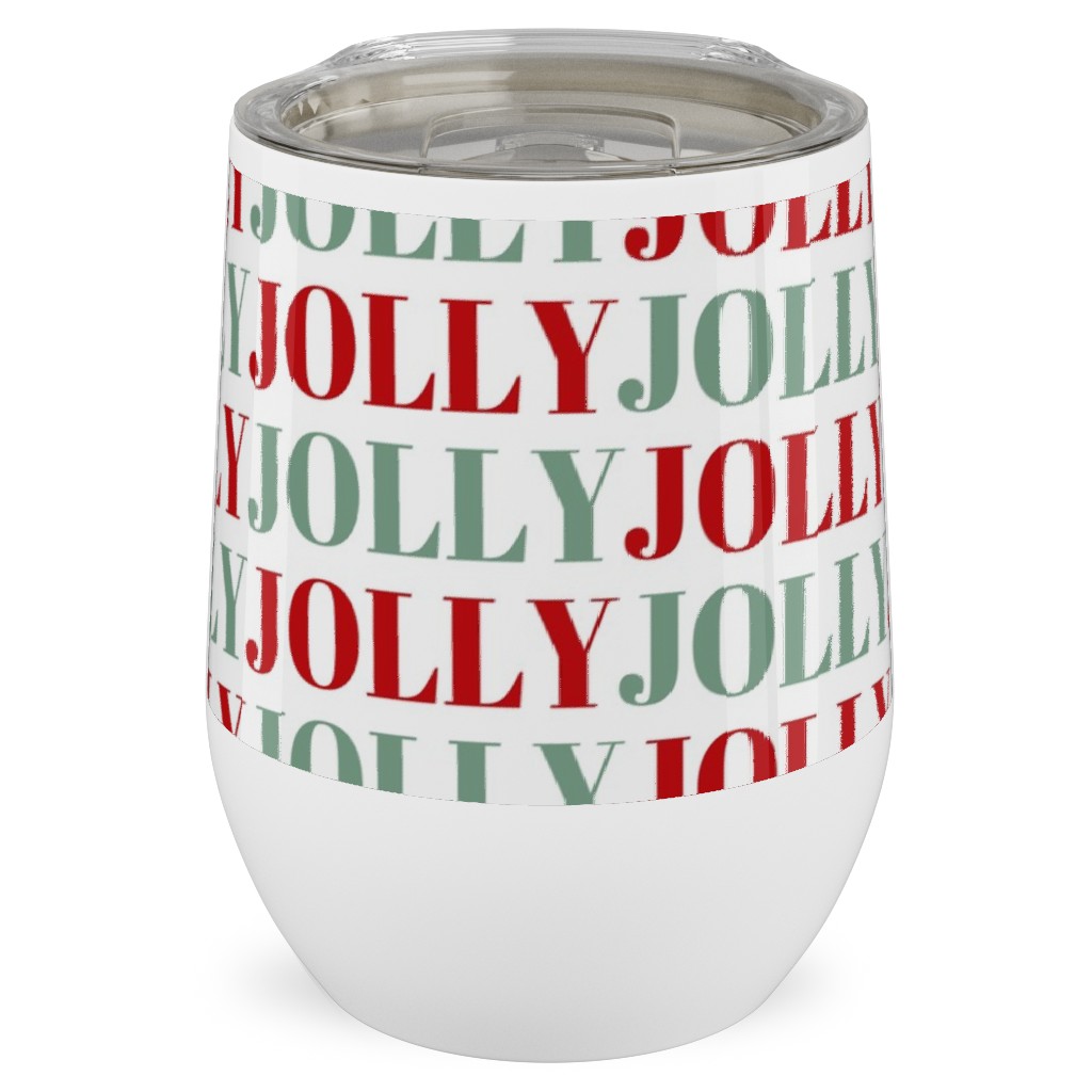 Jolly Print Repeat Stainless Steel Travel Tumbler, 12oz, Red