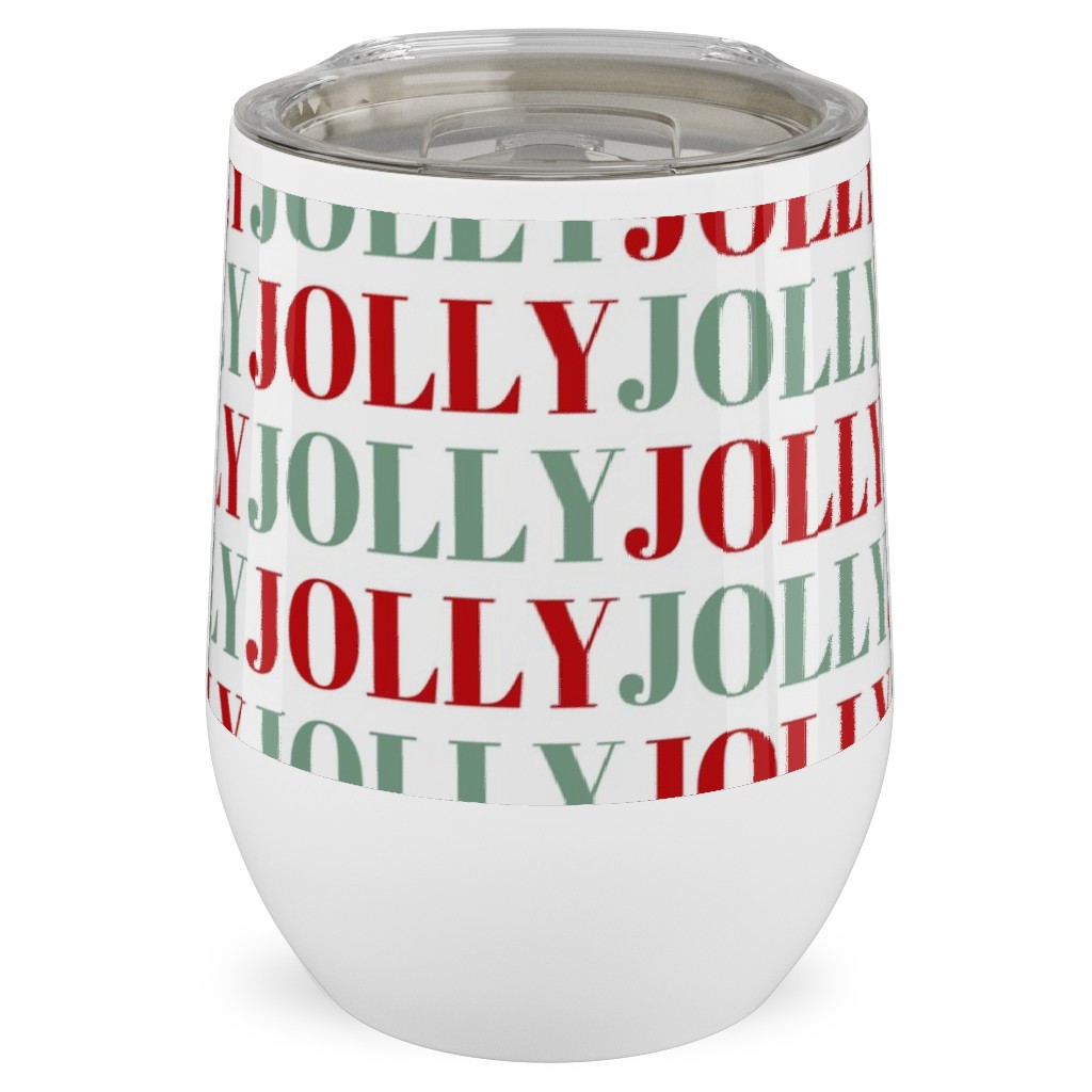 Jolly Print Repeat Stainless Steel Travel Tumbler, 12oz, Red, Red