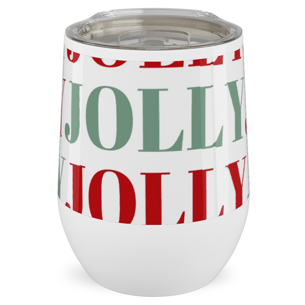 Jolly Print - Red and Green Stainless Steel Travel Tumbler, 12oz, Red