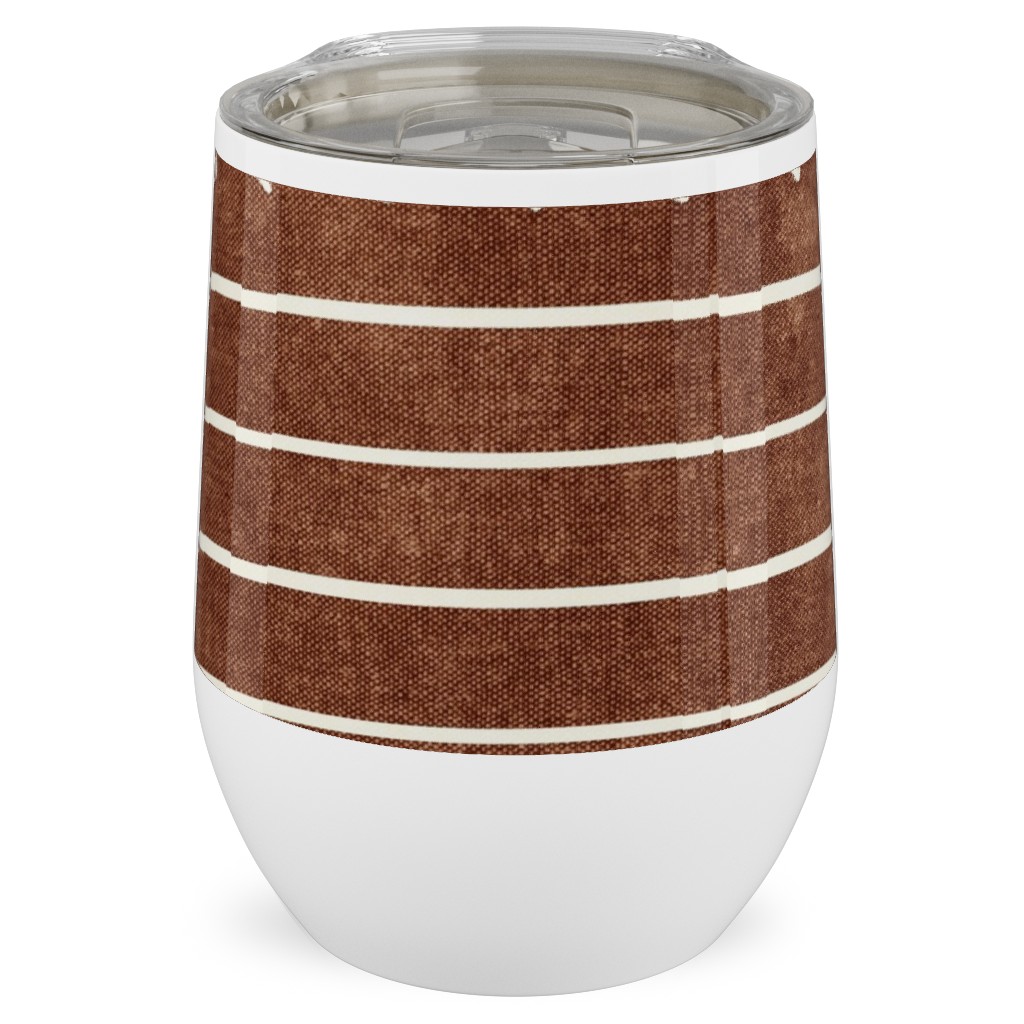 Arrow Stripes Mud Cloth Modern Stainless Steel Travel Tumbler, 12oz, Brown