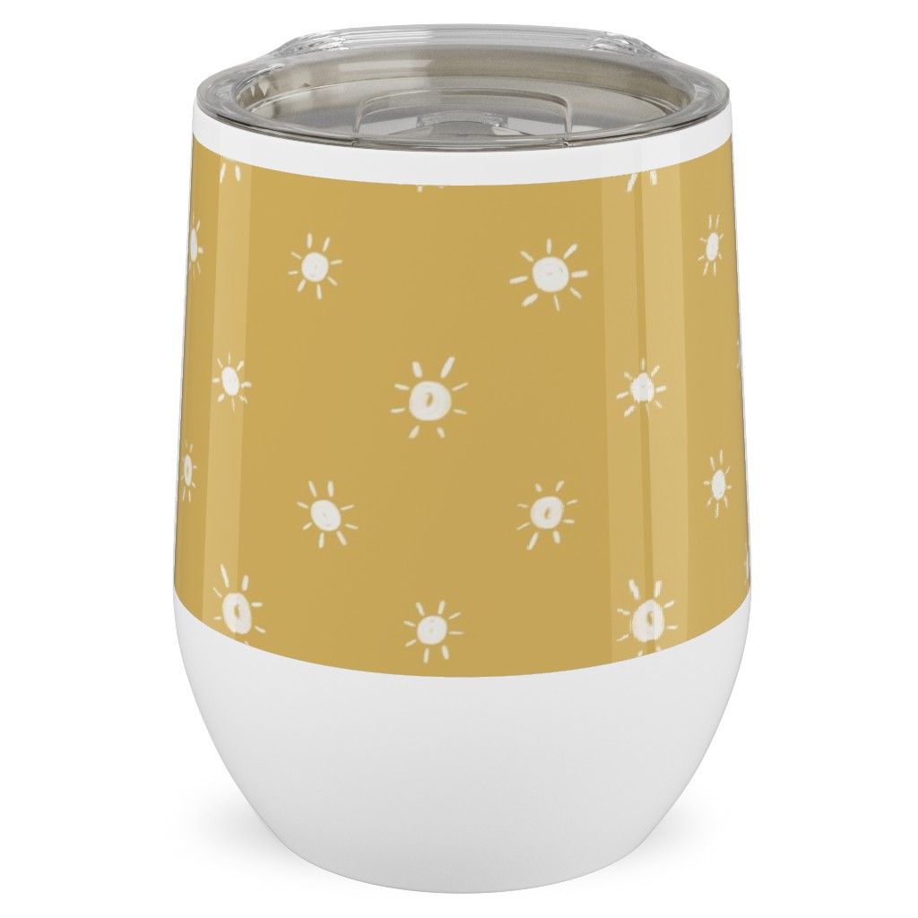 Dotted Suns - Yellow Stainless Steel Travel Tumbler, 12oz, Yellow