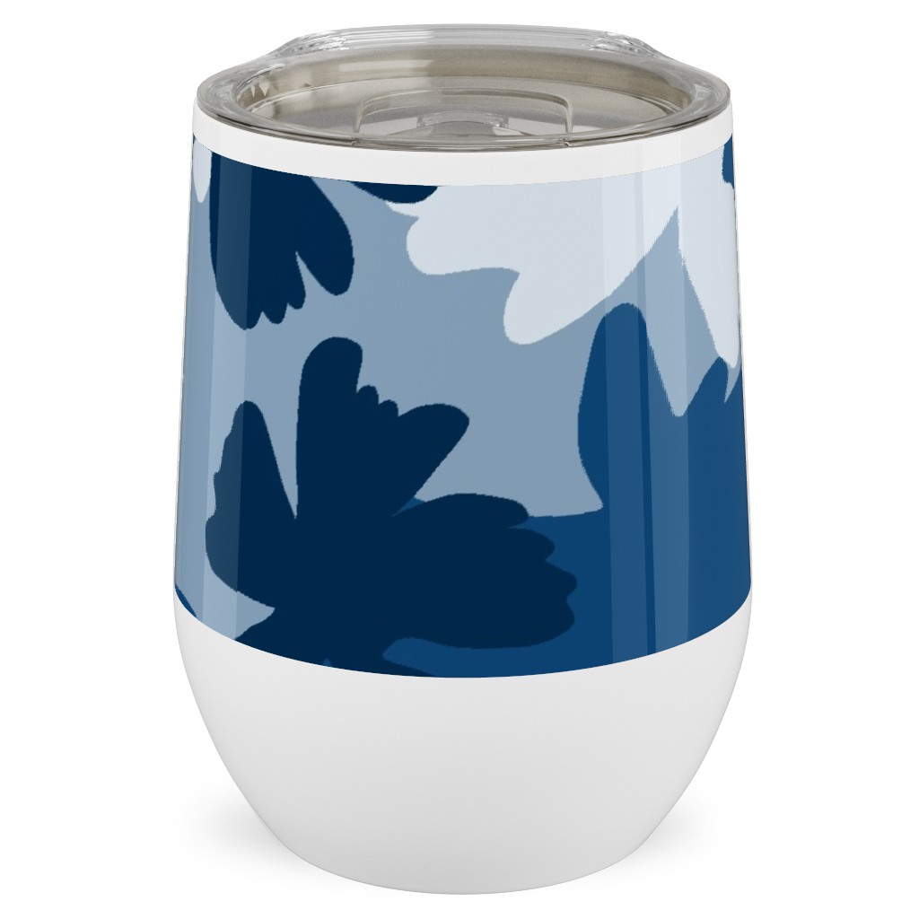 Barely Blue Floral Stainless Steel Travel Tumbler, 12oz, Blue, True Blue