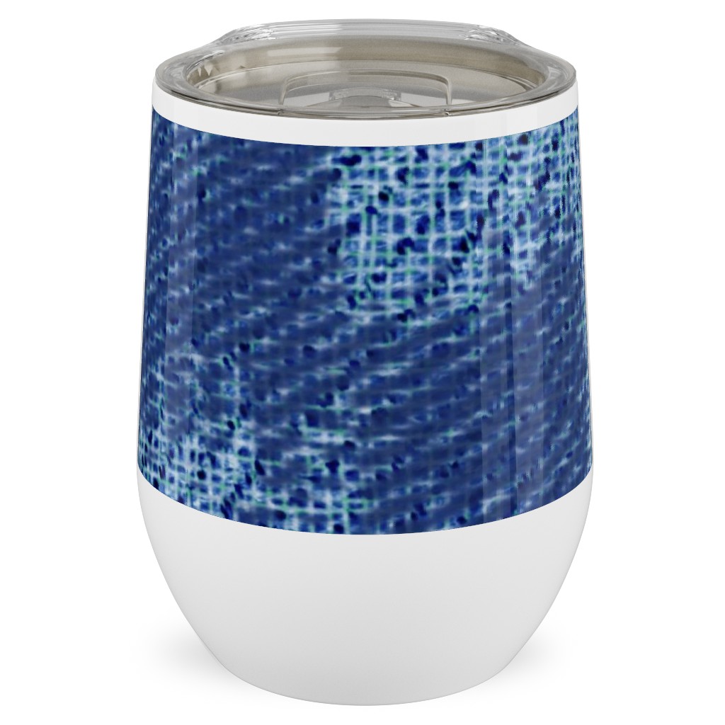 Blue Ikat Stainless Steel Travel Tumbler, 12oz, Blue